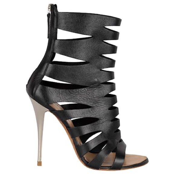 Giuseppe Zanotti Shoes - Giuseppe Zanotti Black and Silver Strappy Ankle Boots